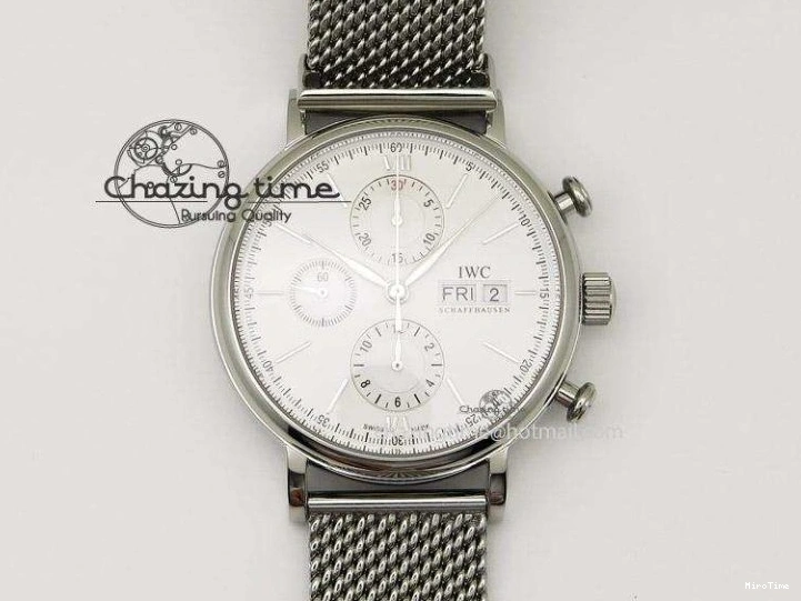 MIROTIME 0210 Fashionable Portofino IW458101 Diamond Bezel SS MK 1:1 Best Edition Blue Dial On Blue Leather Strap MIYOTA 7169